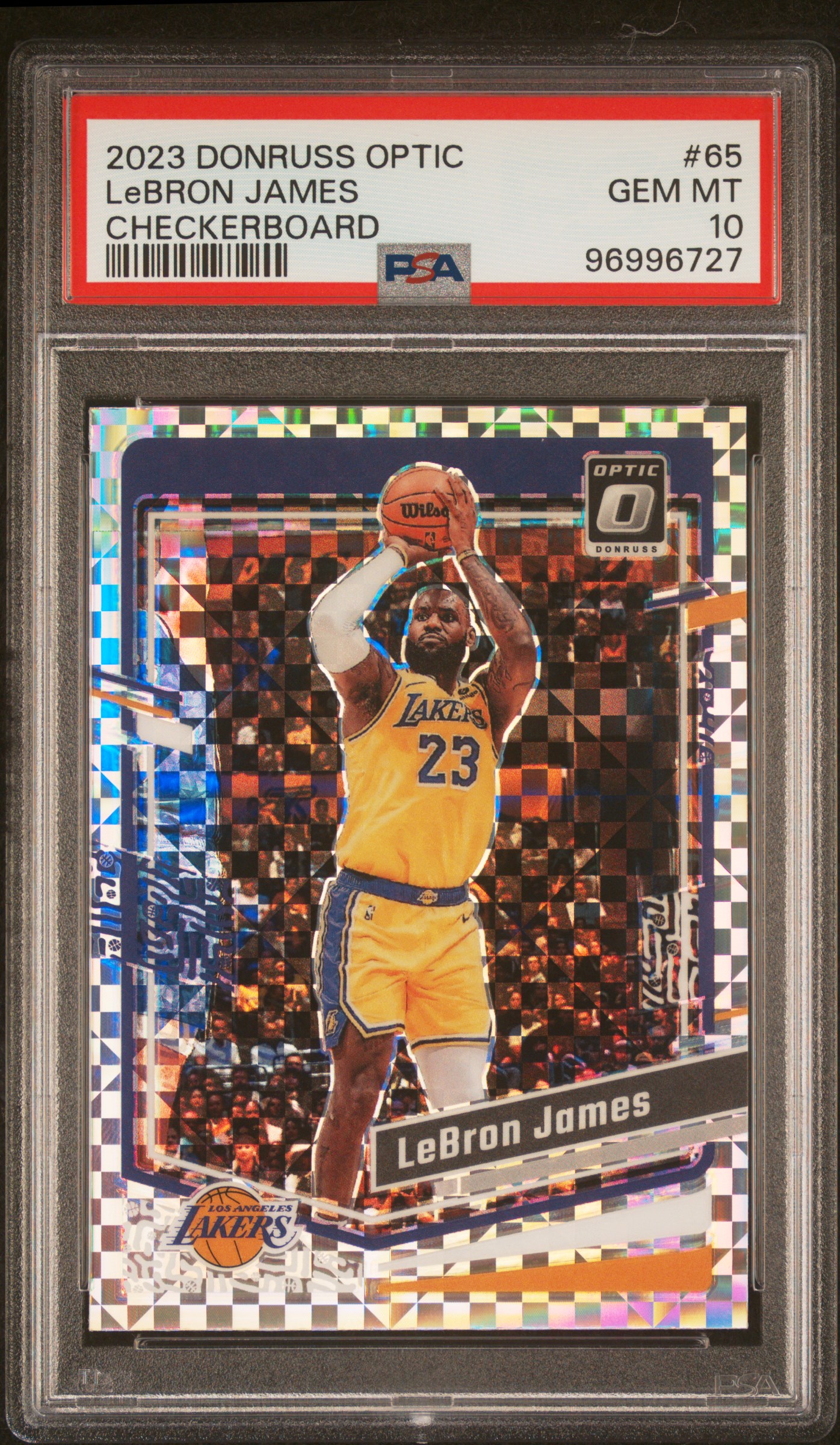 2023 Panini Donruss Optic Lebron James #65 (Checkerboard) Gem Mt 10 front