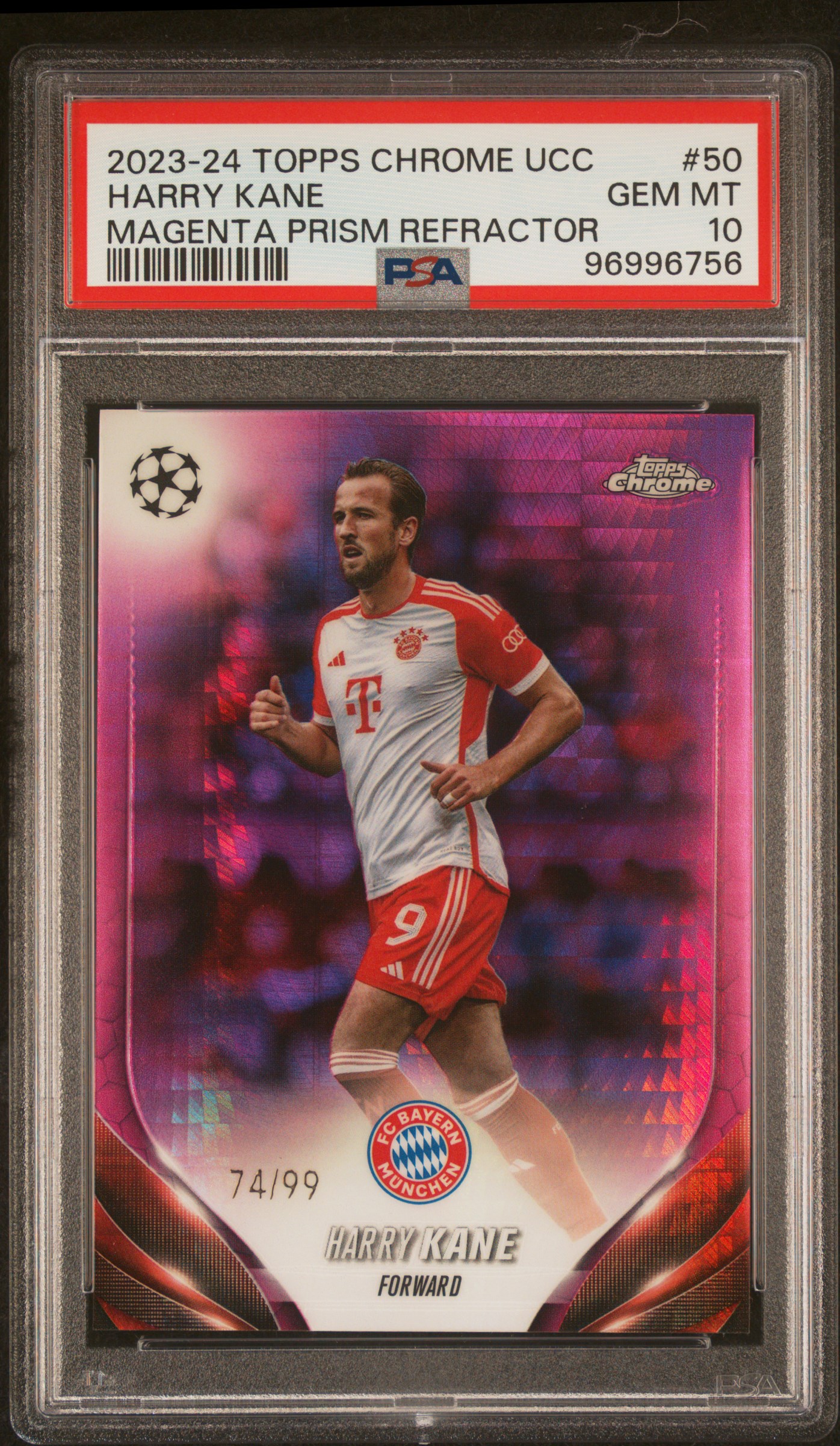 2023-24 Topps Chrome Uefa Club Competitions Harry Kane #50 (Magenta Prism Refractor) Gem Mt 10 front