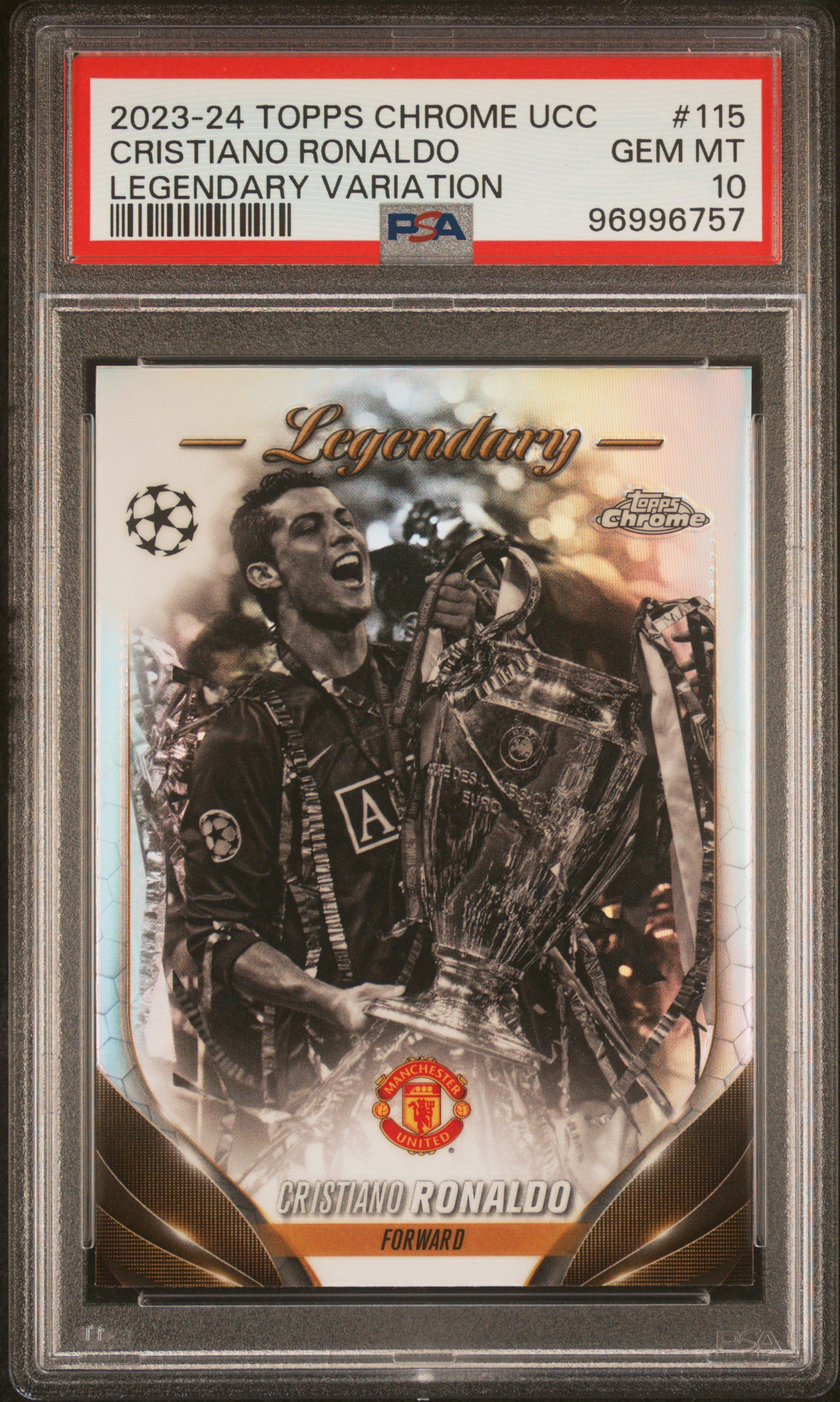 2023-24 Topps Chrome Uefa Club Competitions Cristiano Ronaldo #115 (Legendary Variation) Gem Mt 10 front