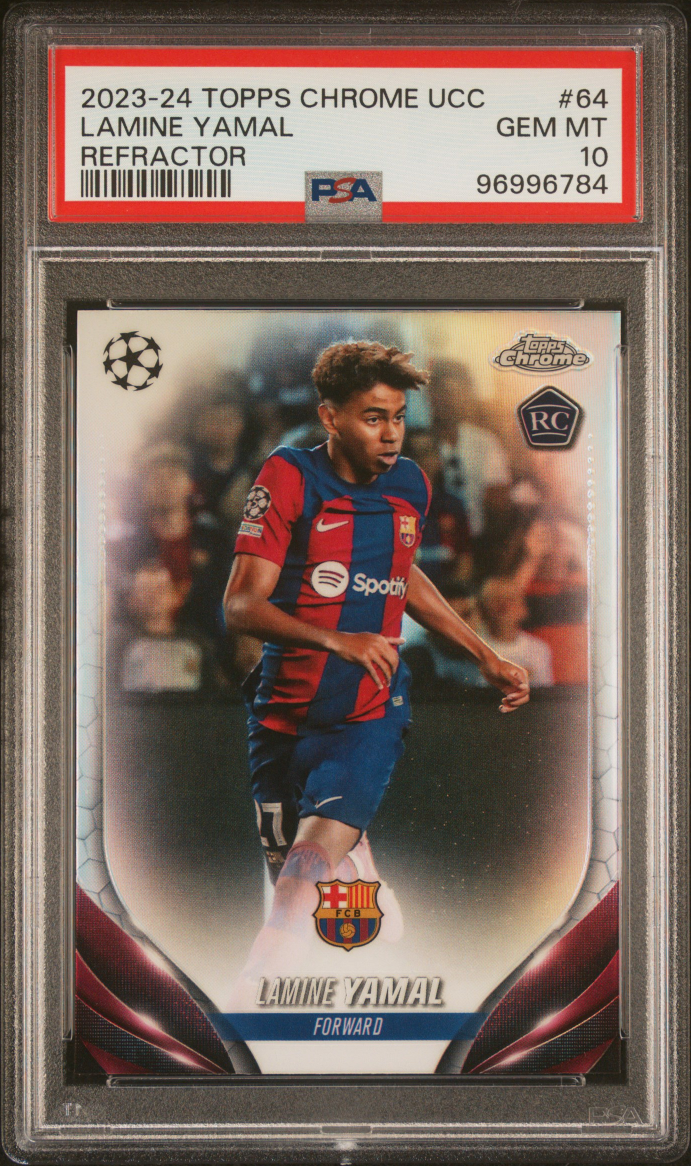 2023-24 Topps Chrome Uefa Club Competitions Lamine Yamal #64 (Refractor) Gem Mt 10 front