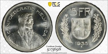 1935 B 5 Fr KM-40 Ag MS66