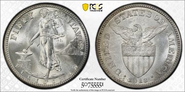 1918-S 50C Allen-14.07a Inverted S MS65