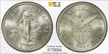 1917-S 10C Allen-8.12a RP 1 MS66