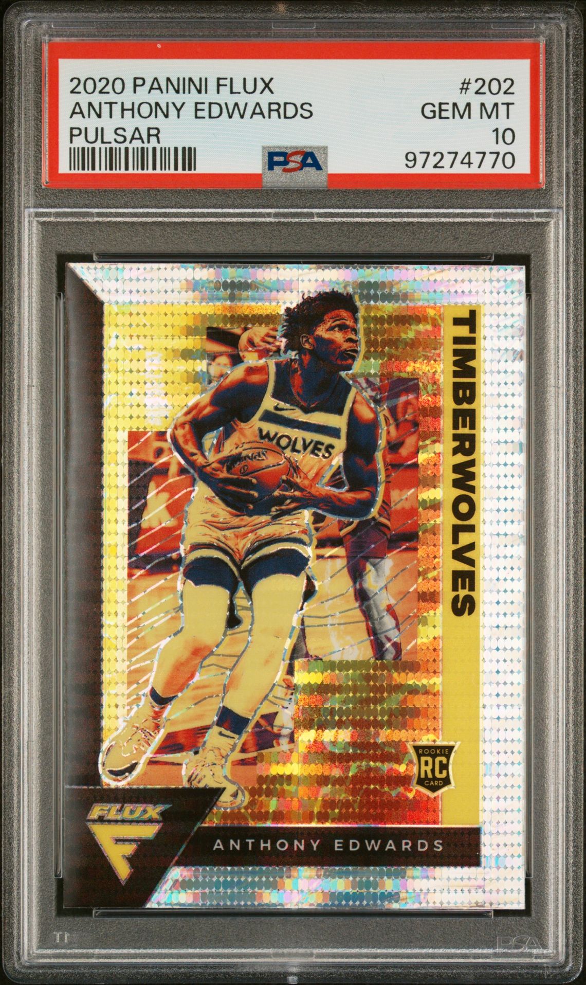 2020 Panini Flux Anthony Edwards #202 (Pulsar) Gem Mt 10 front