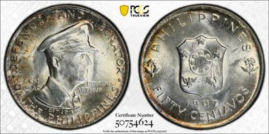 1947-S 50C Douglas MacArthur KM-184  Ag MS64