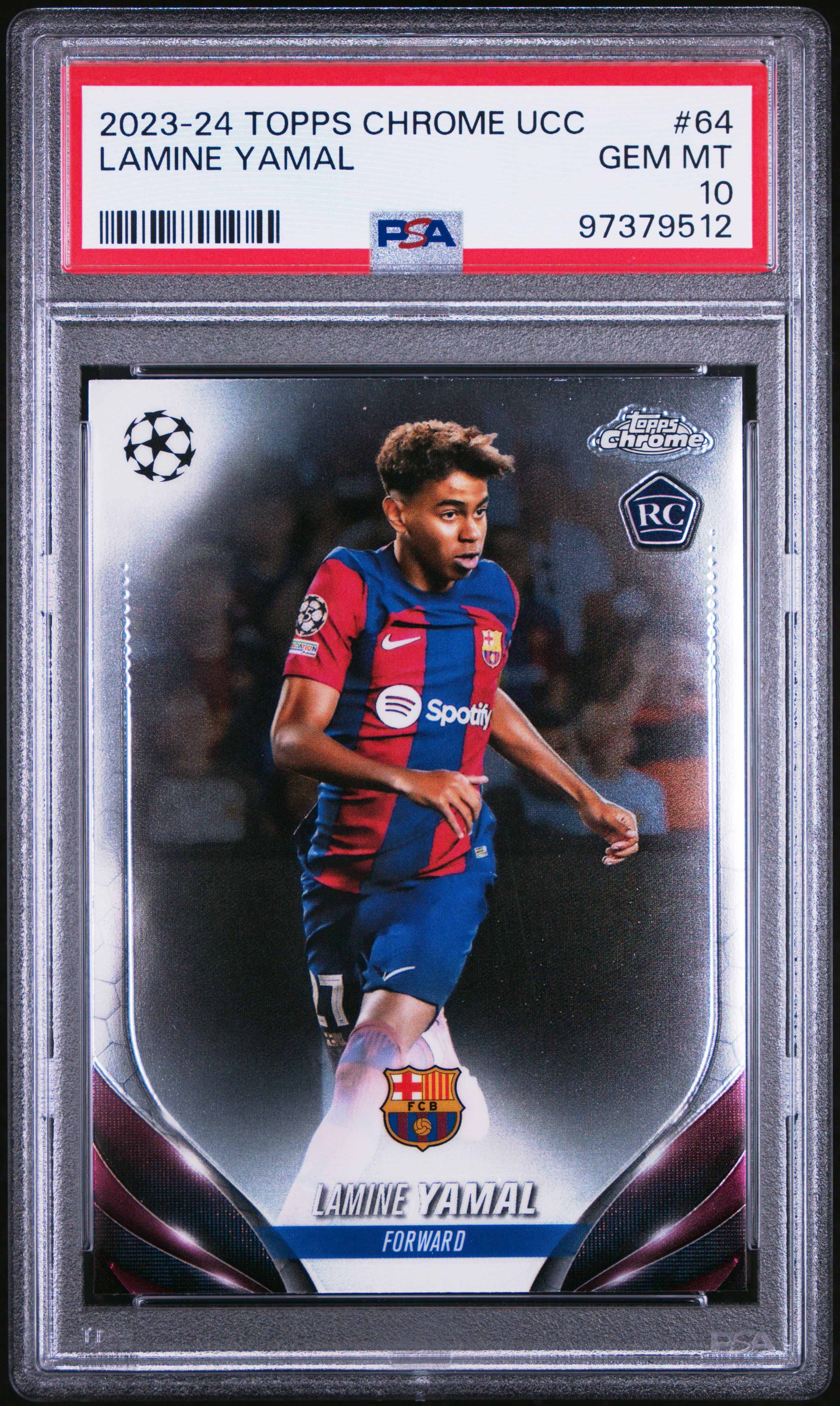 2023-24 Topps Chrome Uefa Club Competitions Lamine Yamal #64 Gem Mt 10 front