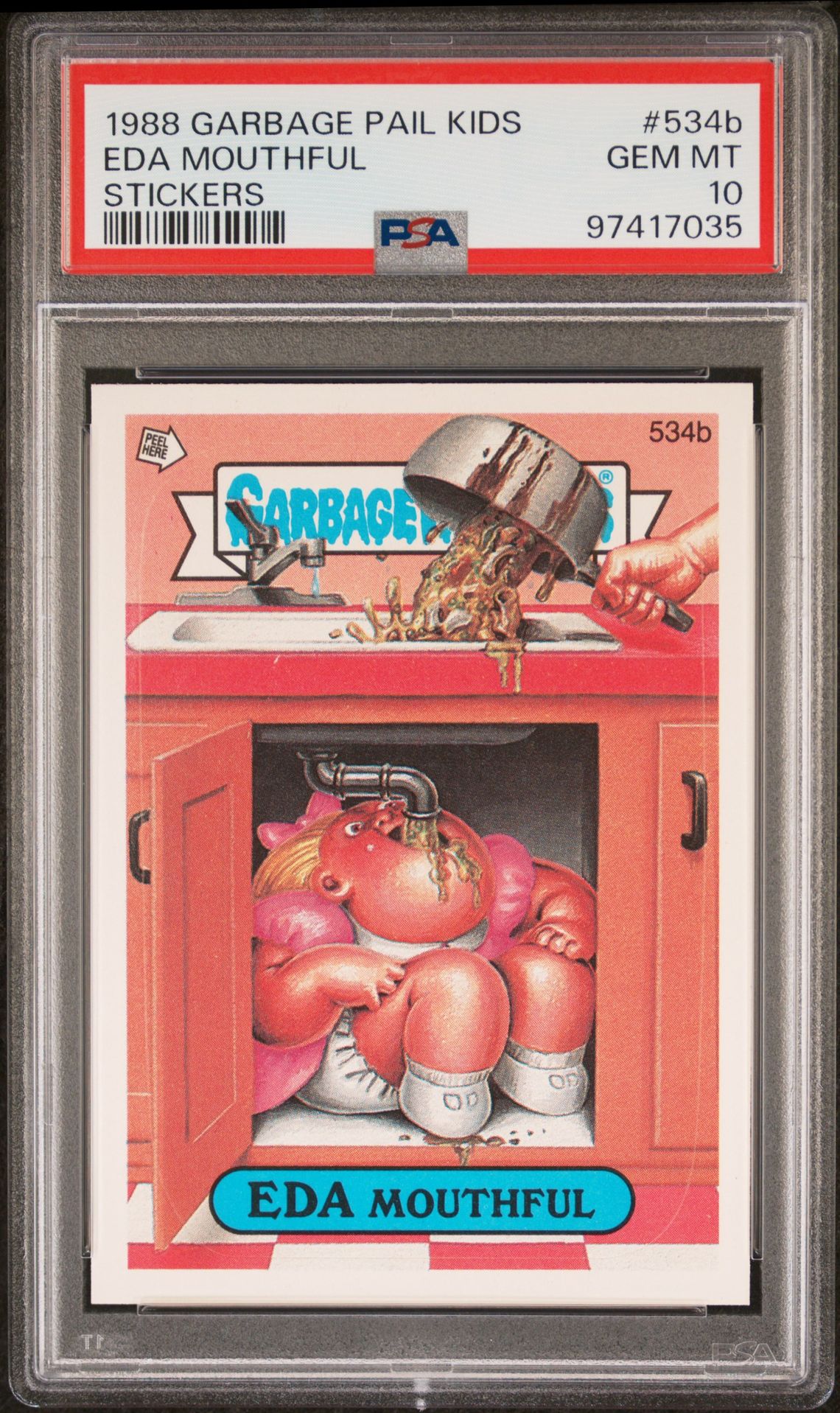 1988 Topps GARBAGE PAIL KIDS STICKERS #534B Eda Mouthful front