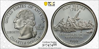 1999-S 25C New Jersey Silver PR69DCAM