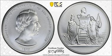 (2023-S) Medal Andrew Johnson "1865" Silver Matte Finish MS70