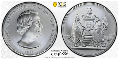 (2023-S) Medal Andrew Johnson "1865" Silver Matte Finish MS70
