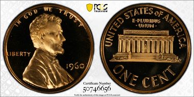 1960 1C Large Date PR68+ DCAM