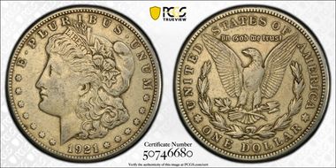1921-S $1 VAM 1B-4a, Thorn Head XF40