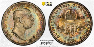 1908 Corona 60th Anniversary KM-2808  Ag MS64