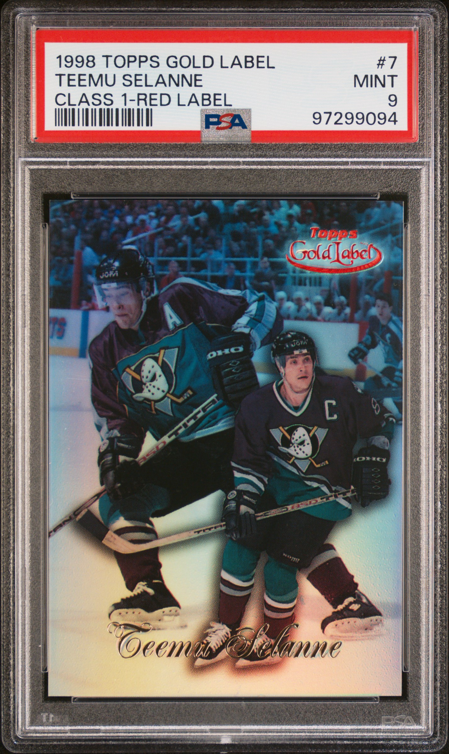 1998 Topps Gold Label Class 1 Teemu Selanne #7 (Class 1-Red Label) Mint 9 front