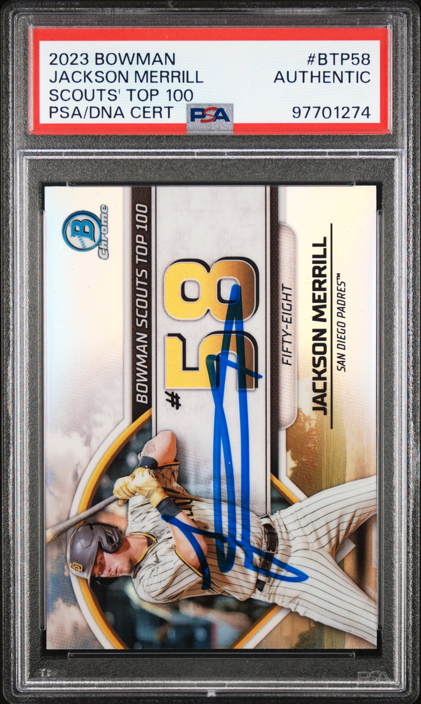 2023 Bowman Scouts' Top 100 Jackson Merrill #Btp58 (Scouts' Top 100) front
