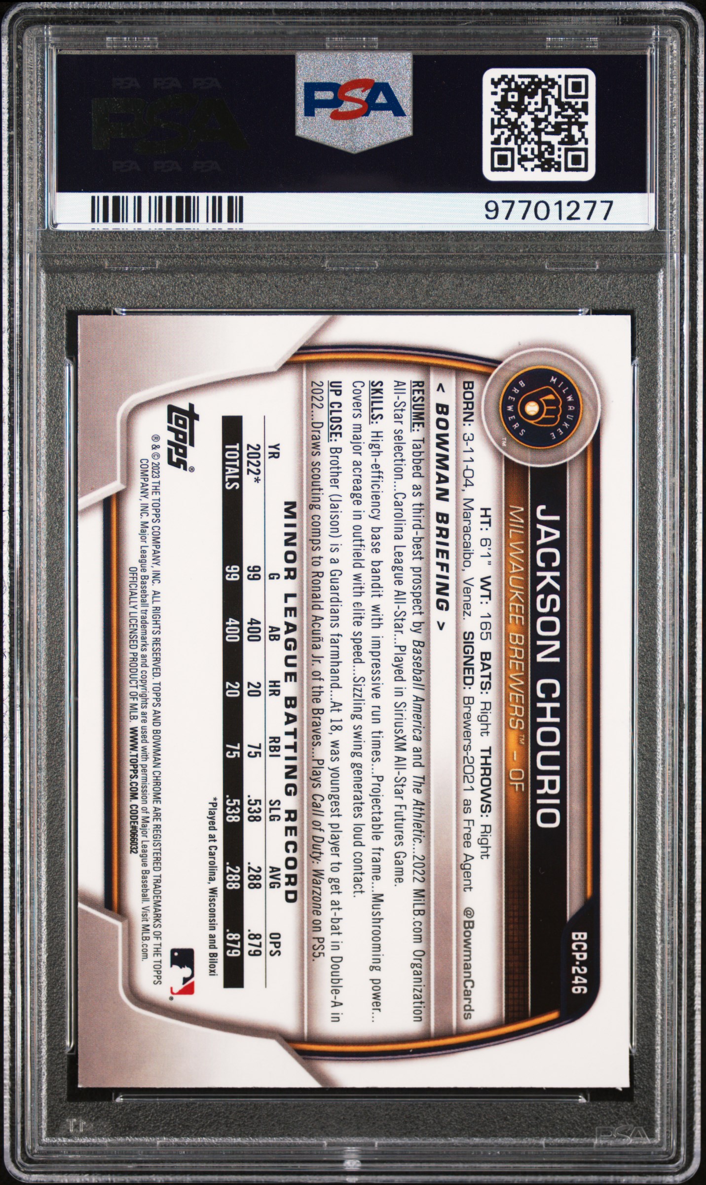 2023 Bowman Mega Box Chrome Jackson Chourio #246 back