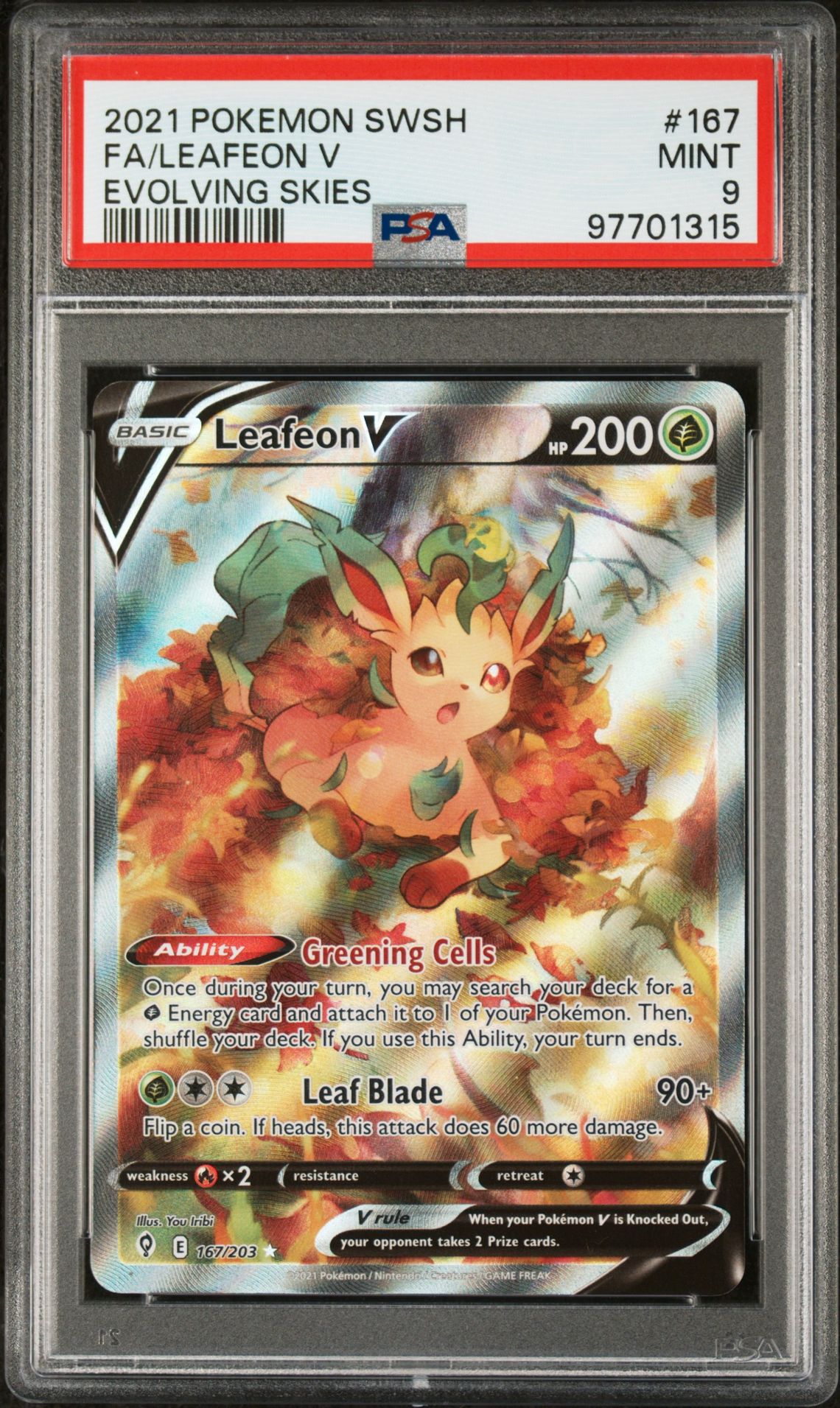 2021 Pokemon POKEMON SWORD & SHIELD EVOLVING SKIES #167 Fa/Leafeon V front