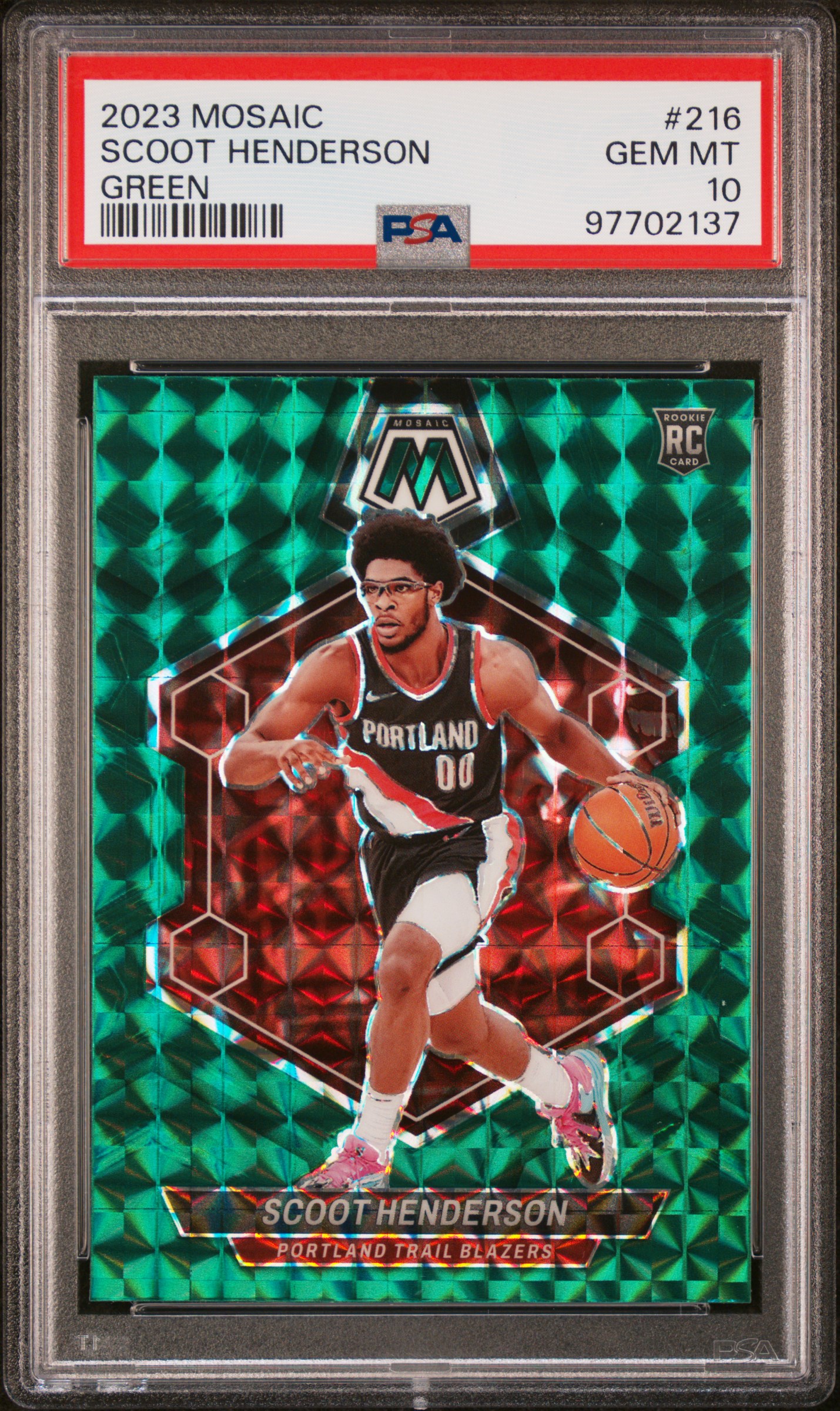 2023 Panini Mosaic Scoot Henderson #216 (Green) Gem Mt 10 front