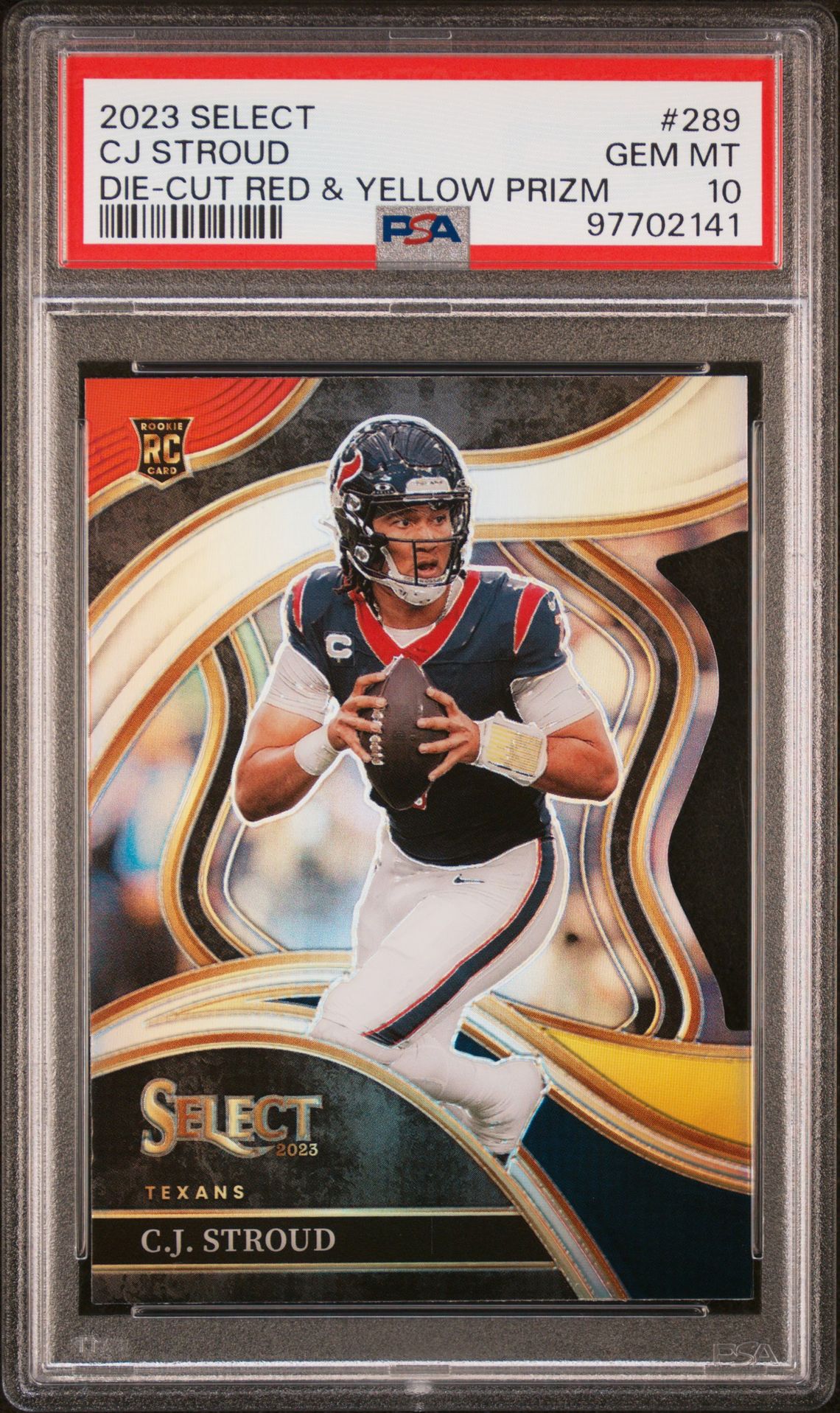 2023 Panini Select Cj Stroud #289 (Die-Cut Red & Yellow Prizm) Gem Mt 10 front