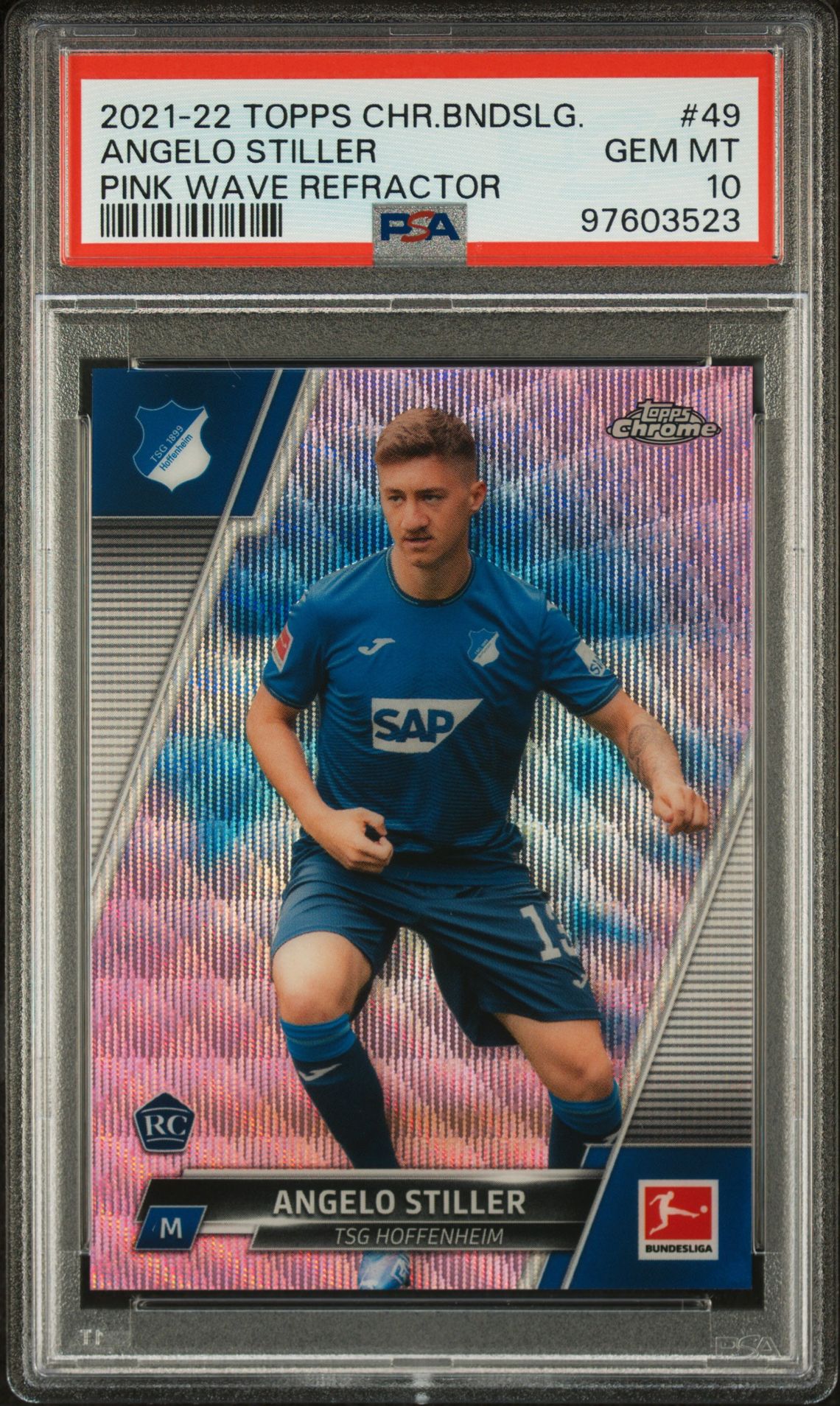 2021 Topps Chrome TOPPS CHROME BUNDESLIGA PINK WAVE REFRACTOR #49 Angelo Stiller front