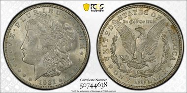 1921 $1 Morgan MS62