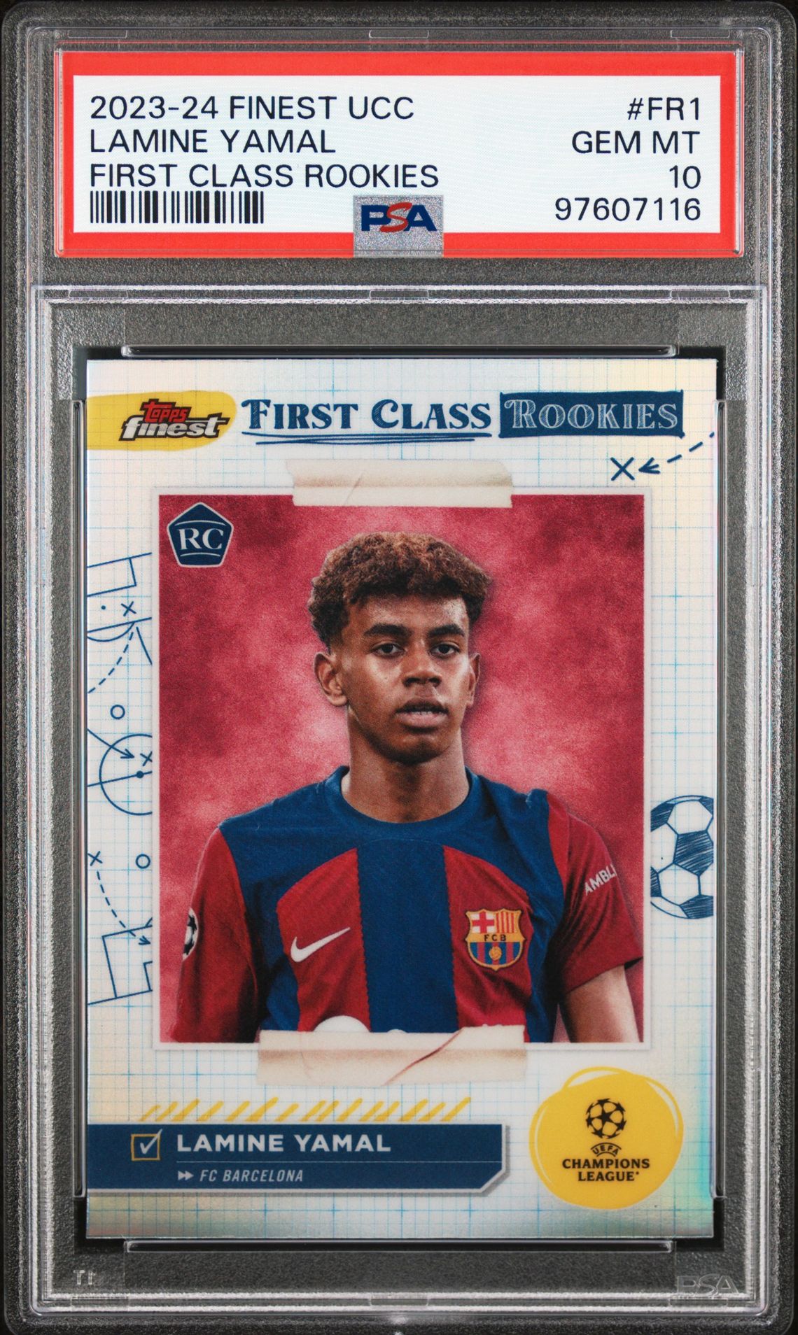 2023-24 Topps Finest Uefa Club Competitions Finest First Class Rookies Lamine Yamal #Fr1 Gem Mt 10 front