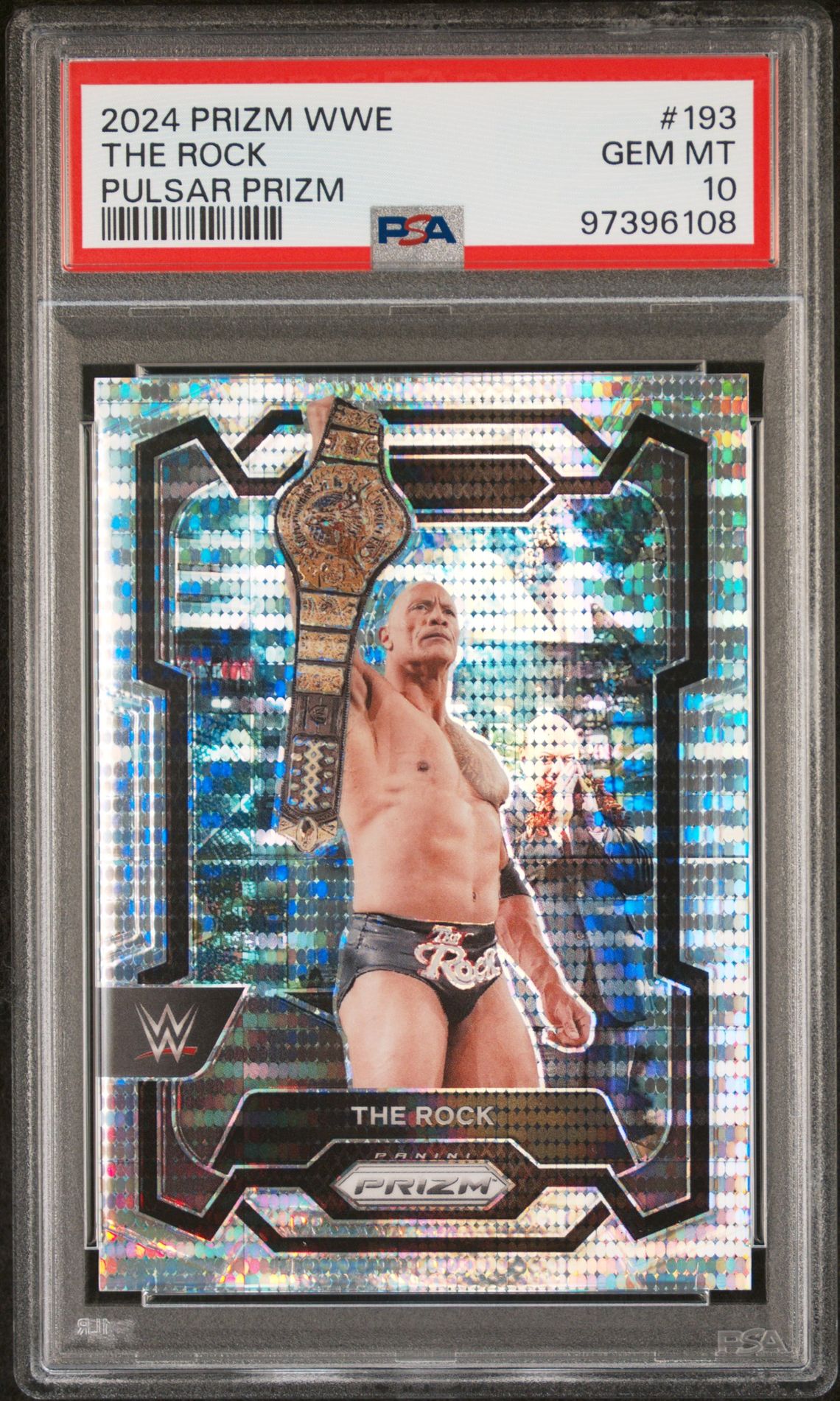 2024 Panini Prizm Wwe The Rock #193 (Pulsar) Gem Mt 10 front