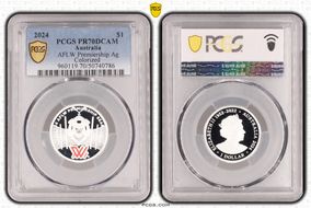 2024 $1 AFLW Premiership Ag Colorized PR70DCAM