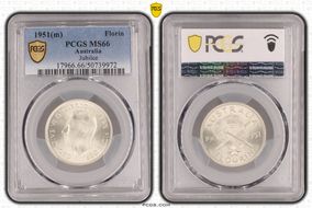 1951(m) Florin Jubilee KM-47  Ag MS66