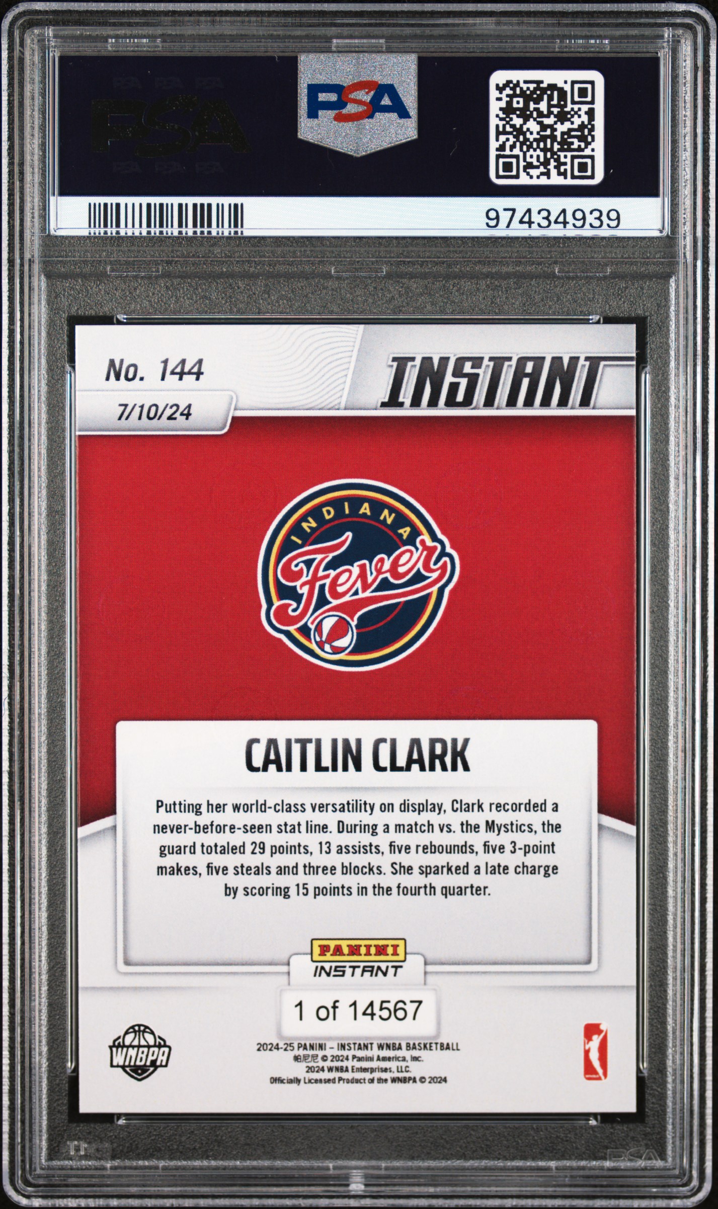 2024 Panini Instant Wnba Caitlin Clark #144 Mint 9 back
