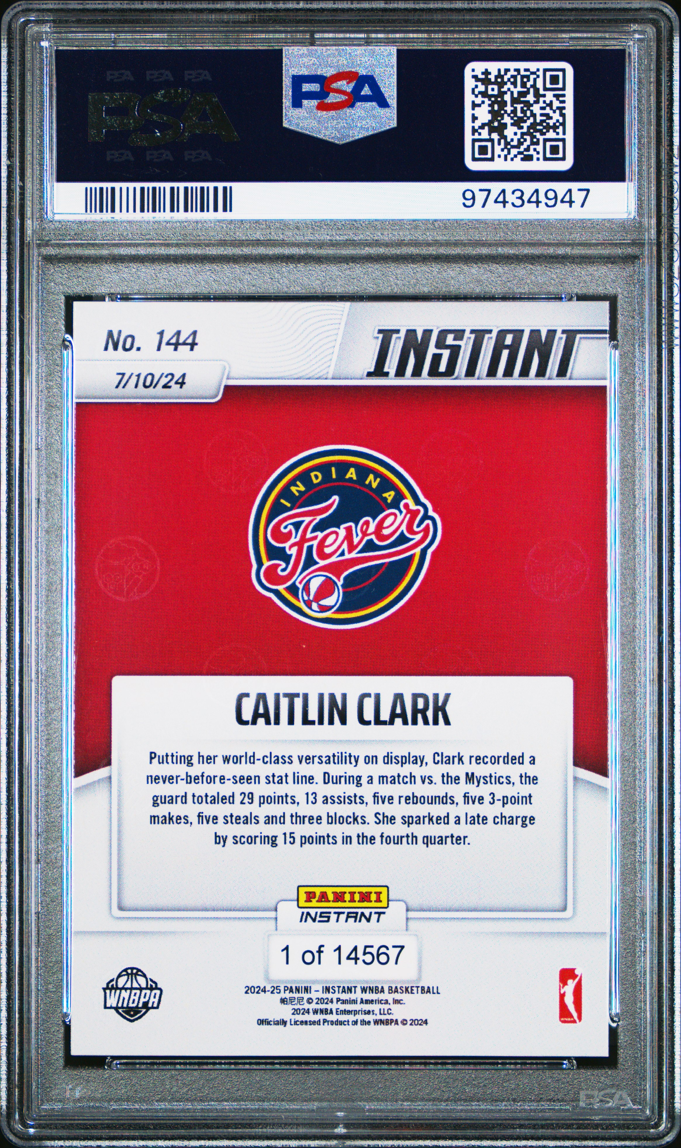 2024 Panini Instant Wnba Caitlin Clark #144 Mint 9 back