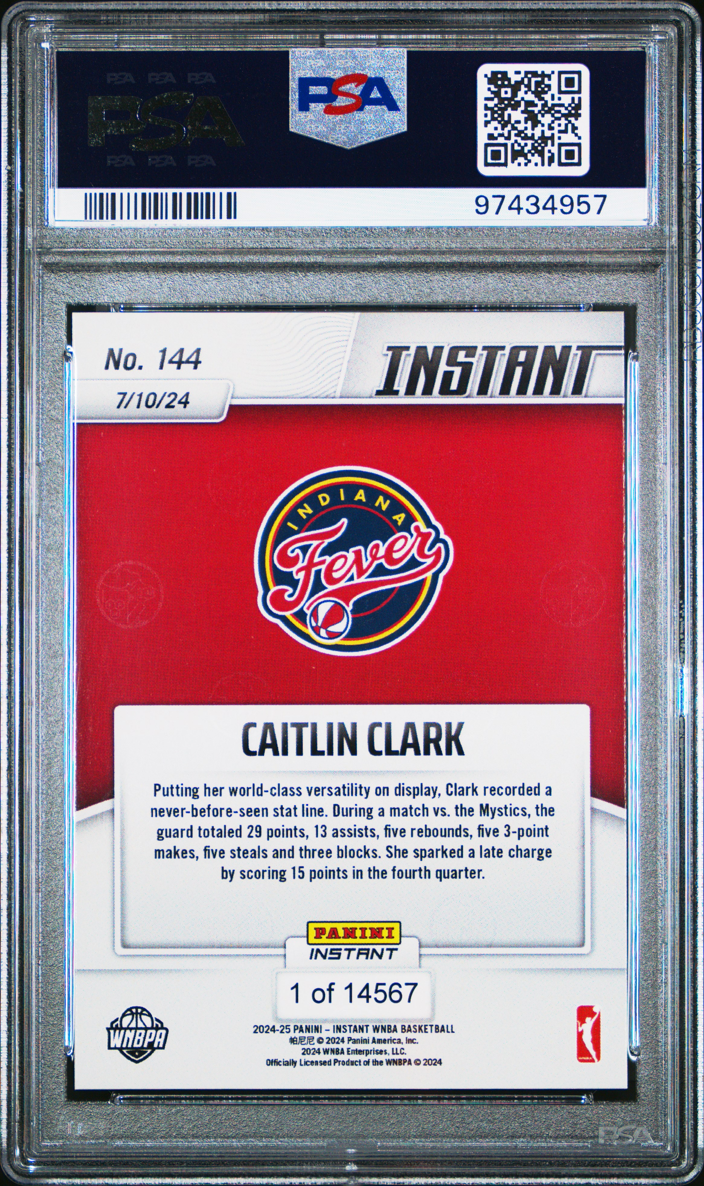 2024 Panini Instant Wnba Caitlin Clark #144 Mint 9 back