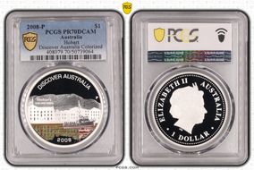 2008-P $1 Hobart Discover Australia Colorized PR70DCAM