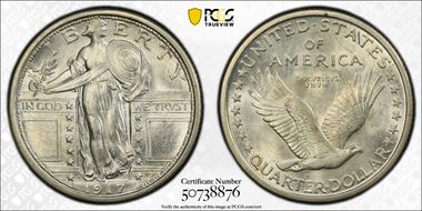 1917-D 25C Type 1 MS62FH