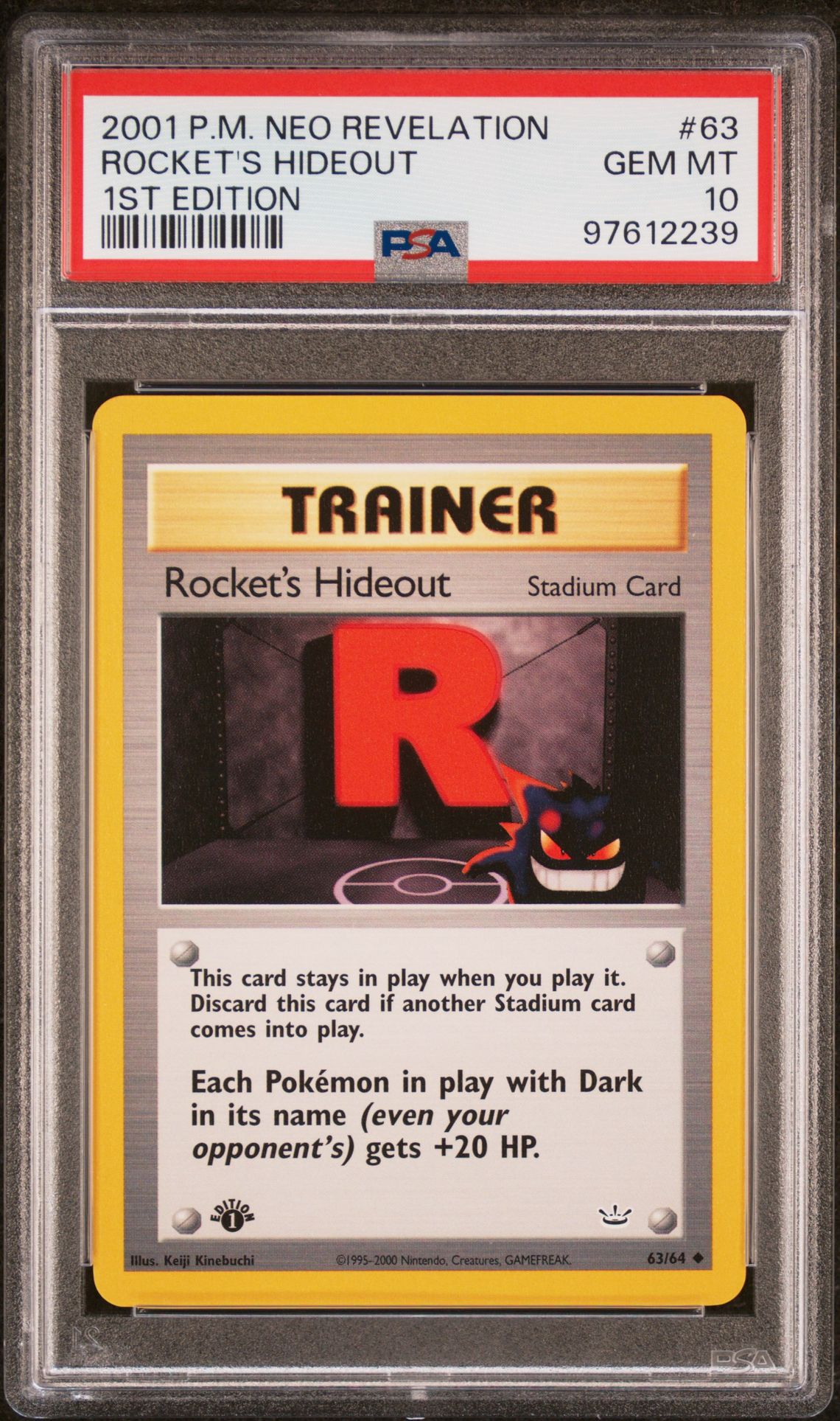 2001 Pokemon POKEMON NEO REVELATION 1st Edition #63 Rocket's Hideout front