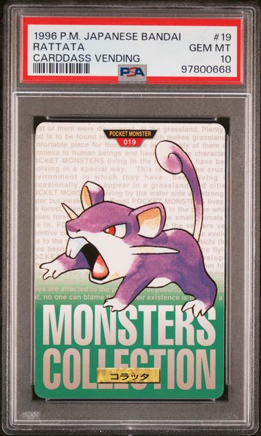 Rattata card PSA 10, cert 97800668
