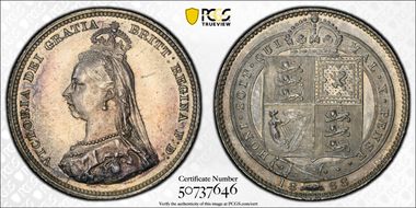 1888/7 Shil S-3926 MS64