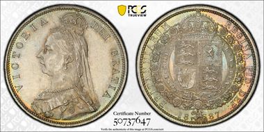 1887 1/2 Cr S-3924 Jubilee Head MS64