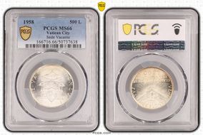 1958 500 L Sede Vacante KM-57  Ag MS66