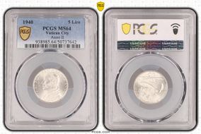 1940 5 Lire Anno II KM-28  Ag MS64