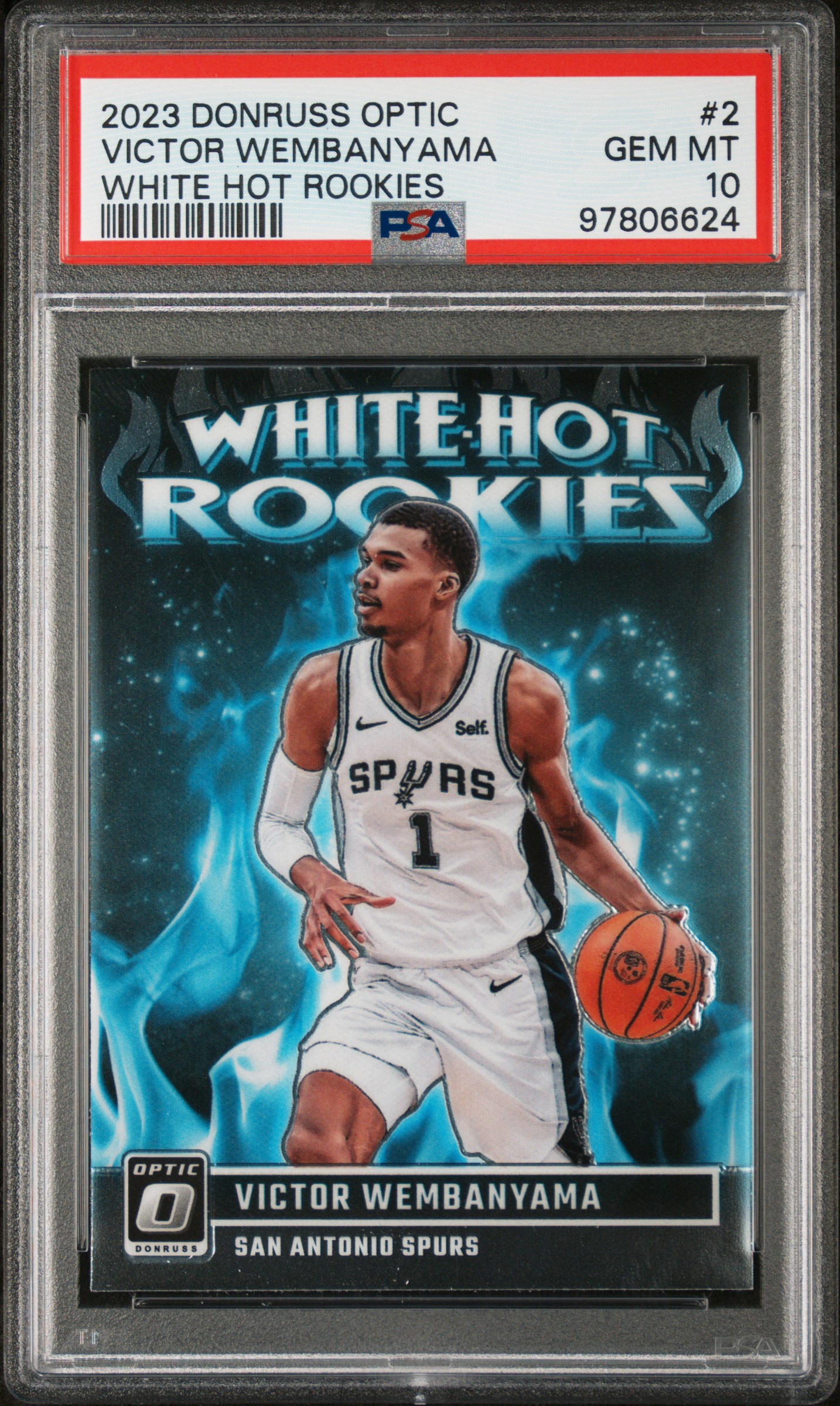 2023 Panini Donruss Optic White Hot Rookies Victor Wembanyama #2 Gem Mt 10 front