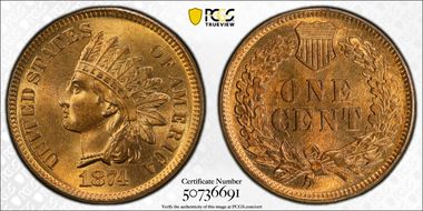 1874 1C MS66RD