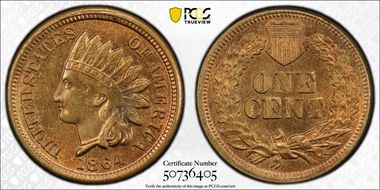 1864 1C Copper-Nickel MS63