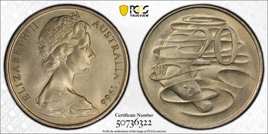 1966(L) 20C Wavy "2" MS64