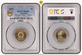 2016 $2 Olympic Team - Yellow Colorized MS66