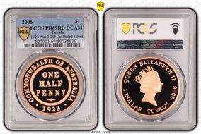 2006 $1 1923 Aus 1/2D Cu-Plated Silver PR69DCAM