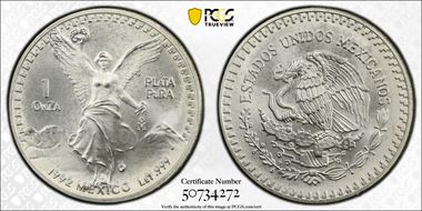 1992-Mo Onza Libertad Ag MS68