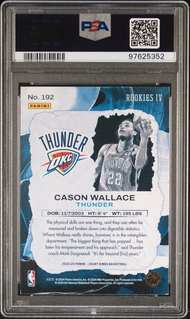 2023 Panini Court Kings Cason Wallace #192 Nm-Mt 8 back
