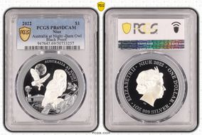 2022 $1 Australia at Night -Barn Owl Black Proof PR69DCAM