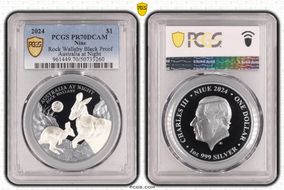 2024 $1 Rock Wallaby Black Proof Australia at Night PR70DCAM